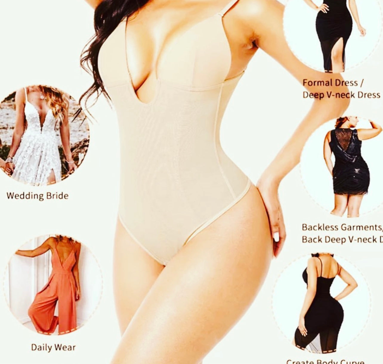 Deep V-front Thong Bodysuit