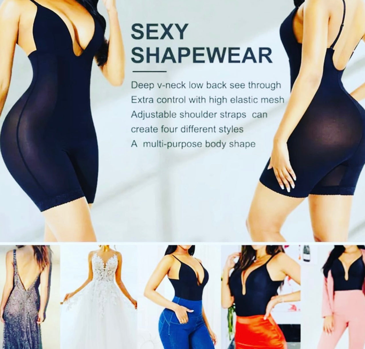 Deep V-front Short Bodysuit