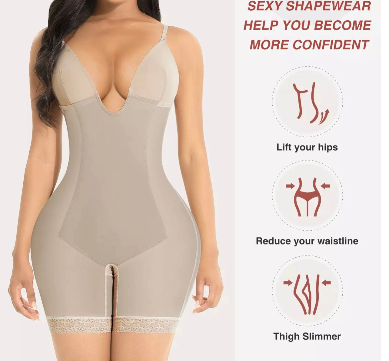 Deep V-front Short Bodysuit