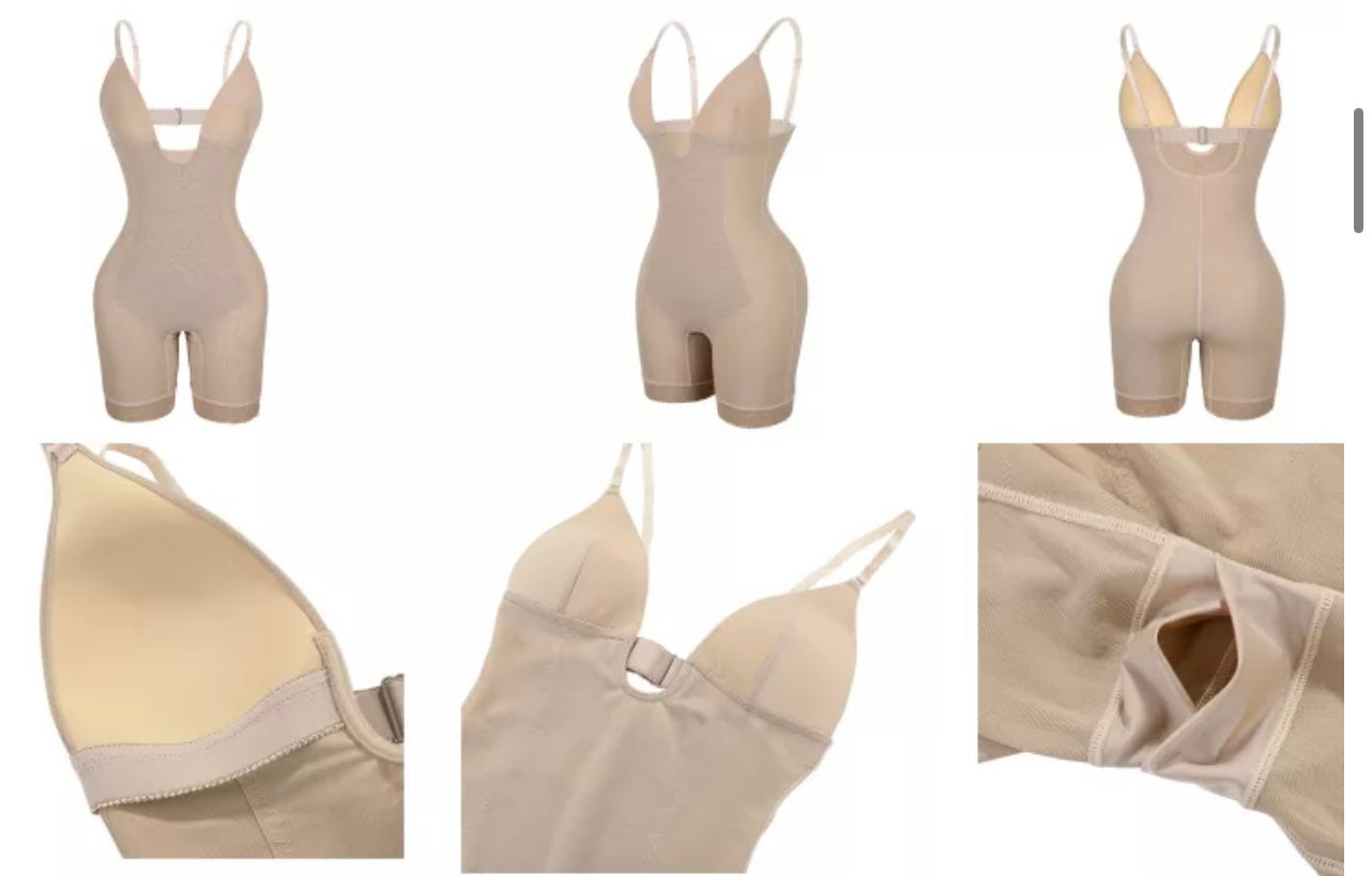Deep V-front Short Bodysuit