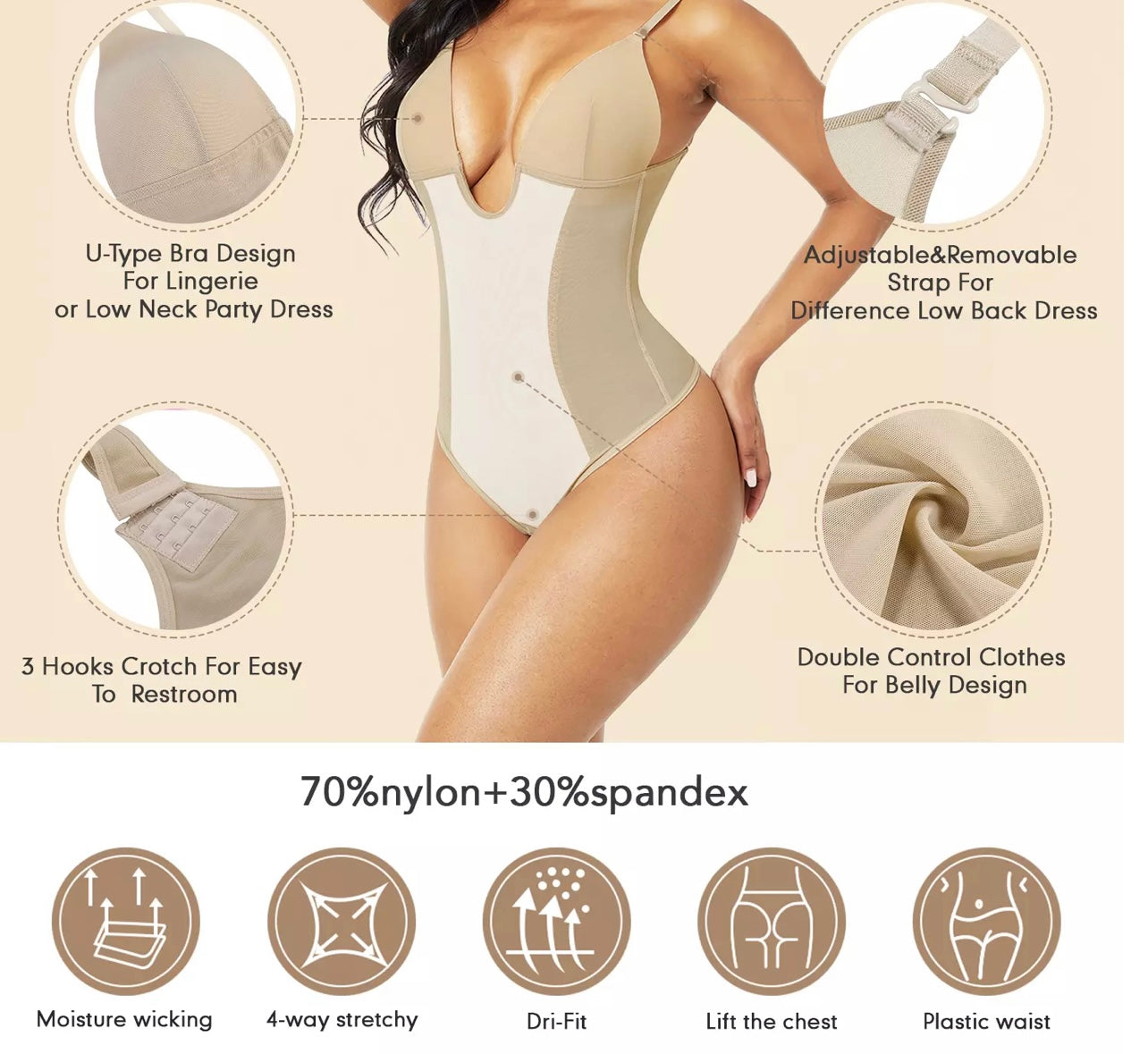 Deep V-front Thong Bodysuit